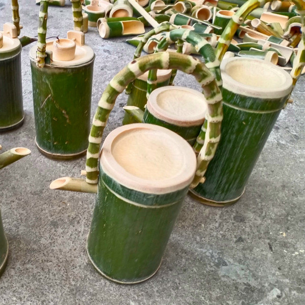 Fresh Bamboo Pipe Teapot Water Kettle Wine Pot Bamboo Tea Set Tea Cup 1 Pot 3 Cups Creative Handmade Bamboo Products Bamboo Teapot