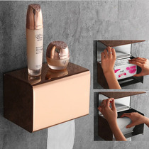 Punch-free toilet tissue box stainless steel toilet tissue holder bathroom nail-free waterproof roll-up paper box toilet paper holder