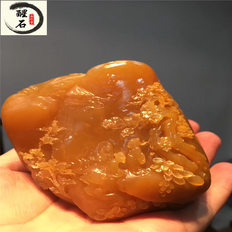 Lao Tian Fujian Shoushan Tian Huangshan Tian Yellowstone Town mansion Feng Shui Pendulum decorated with crystal handlebar Suyama Stone Seal Seal Engraving