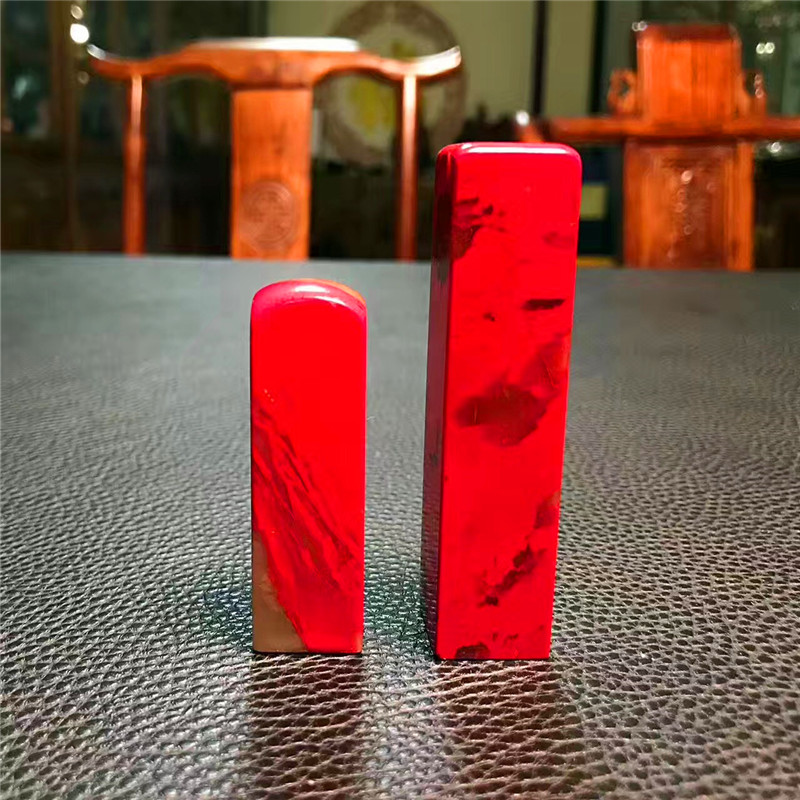 Changhua chicken blood stone Dahongpao pendant Seal handle piece Laokeng Chicken blood Field Huangshi Liu Guanzhang Jade Shoushan Stone