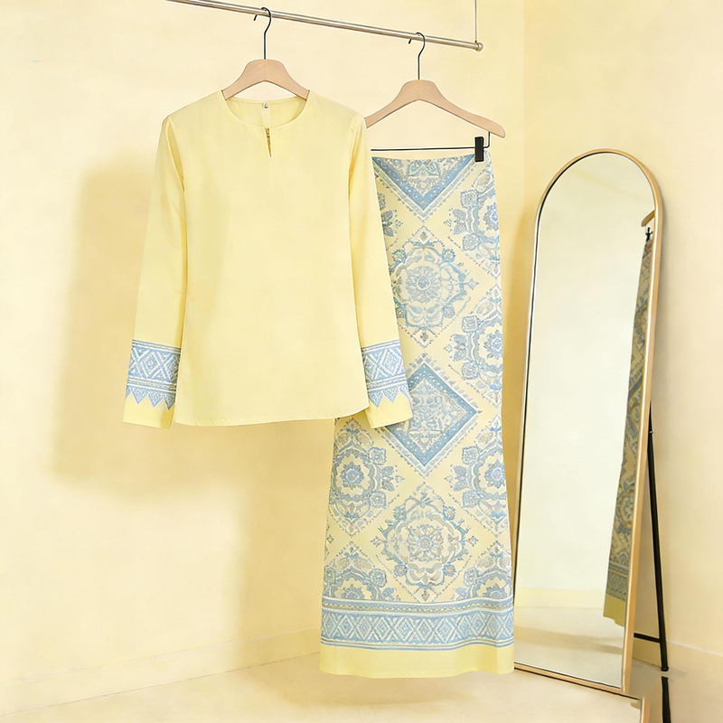 Malaysian Traditional Women's Clothing Baju Kurung Skirt Long Skirt Two-Piece Set Skirt Ethnic Characteristic Clothing