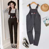 Pregnant women with pants Spring and Autumn wear fashion loose large size casual jumpsuit autumn pregnant women backpack pants set