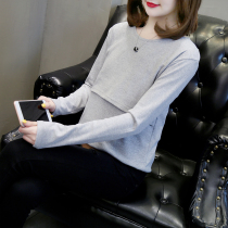  Nursing clothes Pure cotton long-sleeved loose bottoming underwear Autumn maternity clothes outer wear clothes postpartum T-shirt breastfeeding autumn clothes