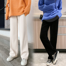 Pregnant Women wide leg pants autumn and winter wear fashion loose corduroy belly trousers autumn maternity wear Joker pregnant pants