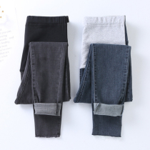  Pregnant womens jeans spring and autumn outer wear trousers fashion large size tight small feet nine-point abdominal pregnant womens pants autumn