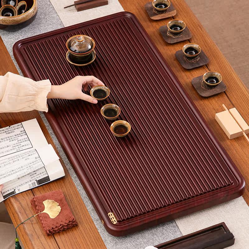 Tea tray Electric wood Drain Type Home Living Room Utive Tea Furniture Suit Brief Modern Whole Tea Tofu Solid Wood Tea Table-Taobao