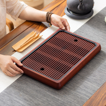 Small tea tray tea set tray household drainage water storage removable bamboo solid wood new simple balcony drain tea table