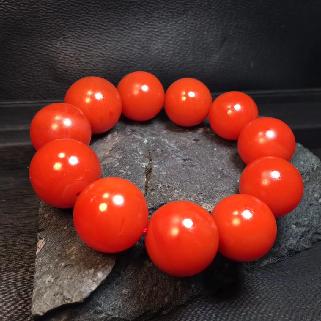 Natural south red Agate hand string bracelet Baoshan cherry red men and women Jinhong round beads rough accessories customization