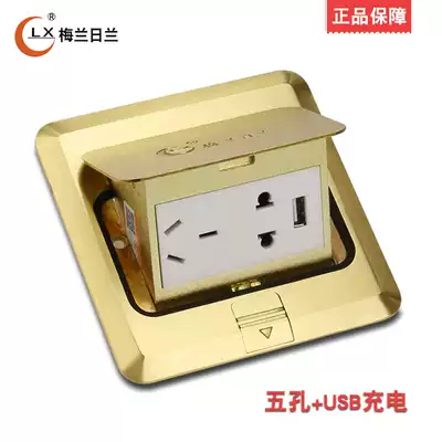 Hunan Meilan Rilan ground socket full copper waterproof national standard small five-hole charging USB floor ground socket