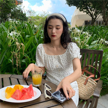 Fallout skirt 2020 new summer chiffon polo dots white square collar dress waist princess dress