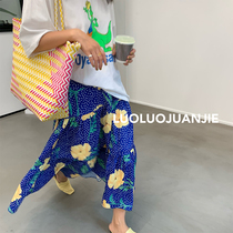 Falling shiggle skirt 2021 summer new blue long chiffon A- line dress female slim skirt