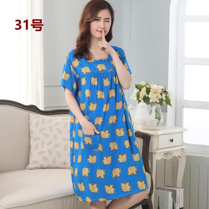 Đặc biệt hàng ngày cotton lụa trung niên đồ ngủ nữ mùa hè kích thước lớn cotton nhân tạo ngắn tay cộng với chất béo nightdress mẹ ăn mặc nhà ăn mặc