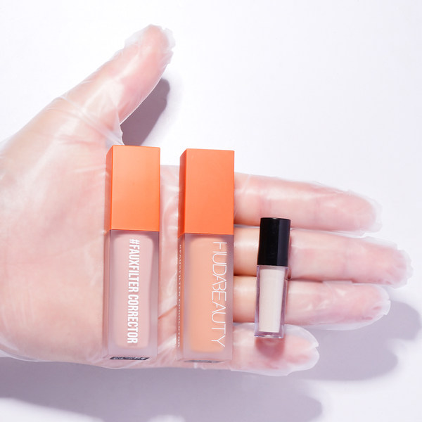 Huda beauty глаз укрыватель жидкость проверять пакет крышка синяк под глазом круг персик корректирующий лосось леска верх бесплатный образец цвет