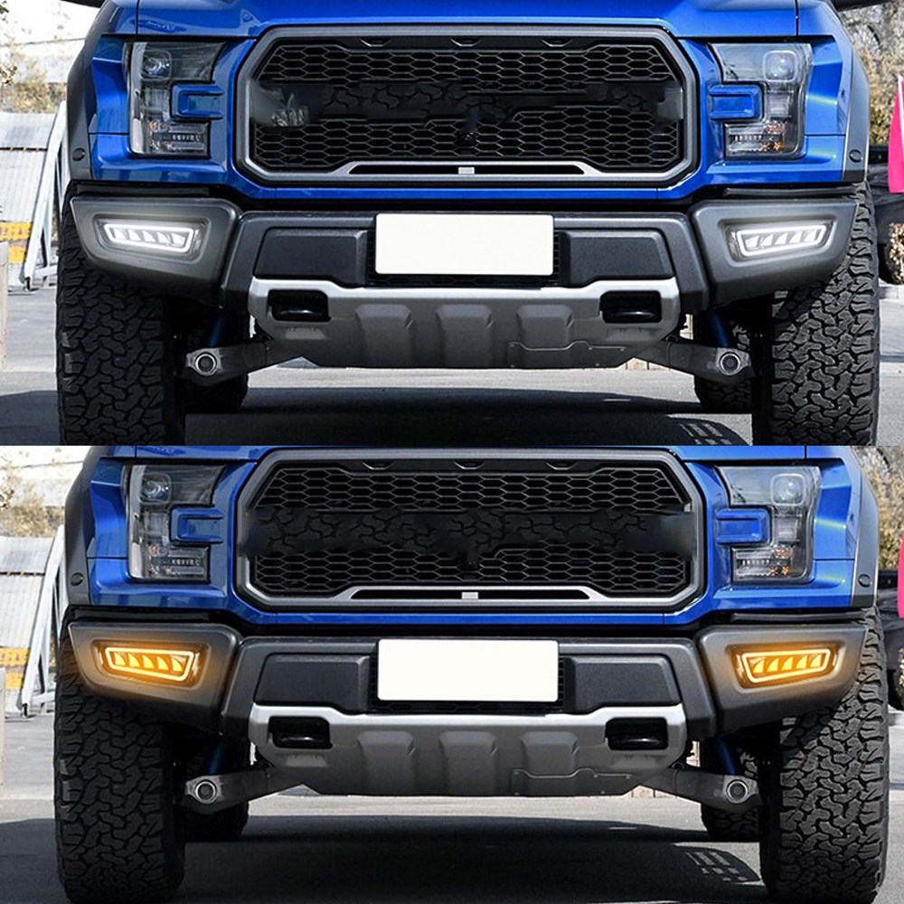 For Ford F150 Raptor fit 2017 2018 2019 LED DRL w/ Turn Signal Fog
