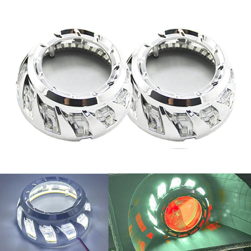 White 2.5'' H1 Bi xenon HID Projector Lens 3.0 LED Rotating Angel