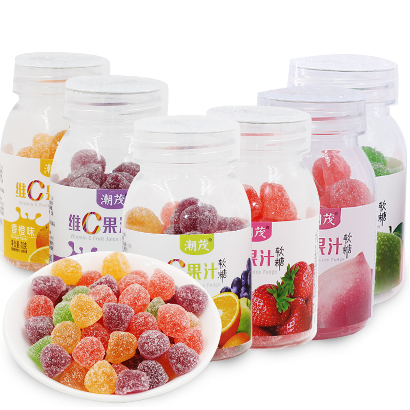 Chaomao Wei C fruit juice fudge box 8 bottles*70g Gummy Six sections of children's fudge Kindergarten fruit sugar happy sugar