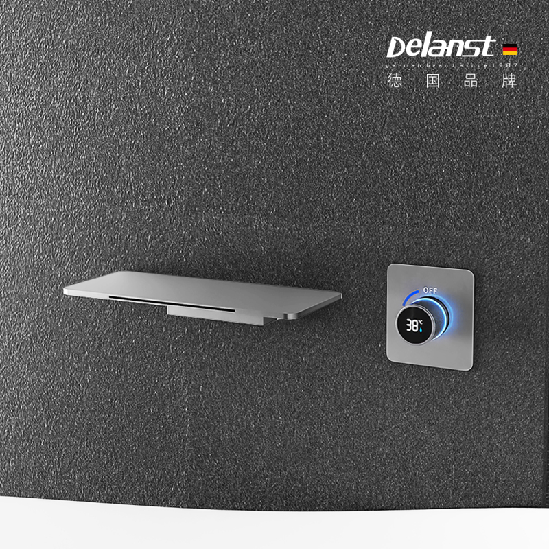 German Delanstin All-Copper Digital Display Concealed Bathtub Faucet Waterfall Bathroom Hot and Cold Dual-Use Wall-Mounted German Delanstin All-Copper Digital Display Concealed Bathtub Faucet Waterfall Bathroom Hot and Cold Dual-Use Wall-Mounted
