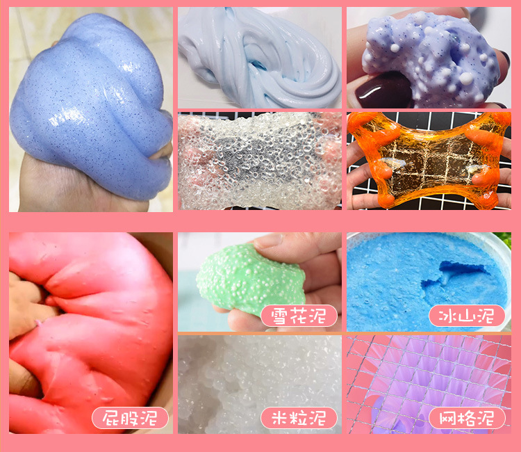 PP hộp slime pha chế bọt bông pha lê màu bùn container kín hộp siêu nhẹ dính đất sét trái tim tròn - Đất sét màu / đất sét / polymer đất sét, đất nặn slam