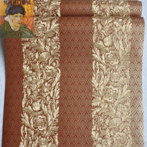 American Imported Tailstock Non-woven Fabric Wallpaper American Striped Wine Red Embossed embossed book room full of special price wall paper