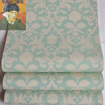 American Import Tailstock Pure Paper Wallpaper American Countryside Retro Green Damascus Living Room Background Wall Special Price Clearance