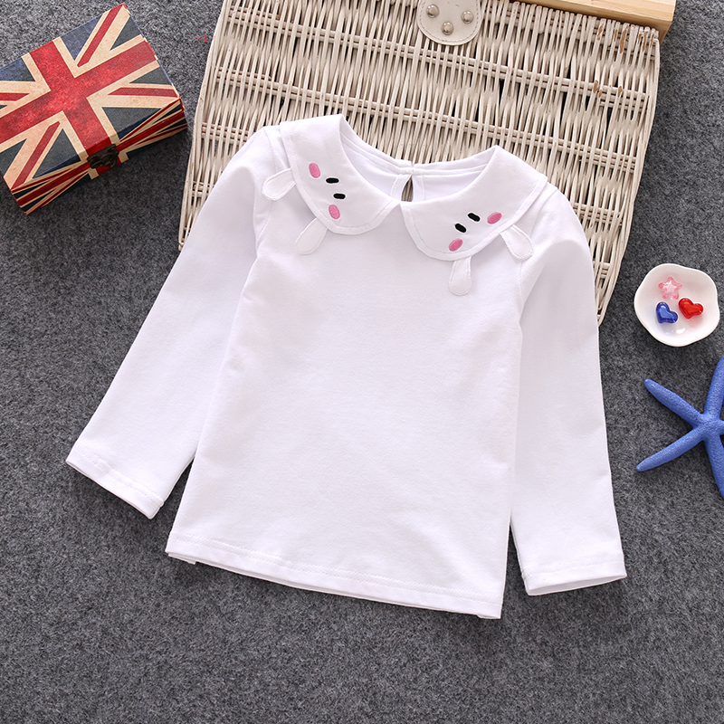 Trẻ em 2020 Long Sleeve Hitbottom chỉnh sửa mùa xuân dress Girl được chỉnh sửa thêu hoa búp bê cổ áo T-shirt 100 trẻ em.