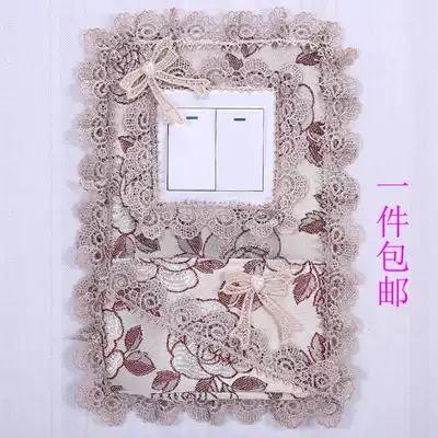 Switch stickers wall stickers household stickers whiteboard protective cover fabric lace with pocket storage key socket decoration European style