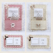 Switch Wall Stick-free Mobile Phone Cloth Art Lace Living-room Modern Minima Creative Light Switch Decoration Double Socket Set