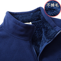 Autumn and winter outdoor fleece men padded fleece cardigan jacket jacket inner double-sided velvet warm sweater