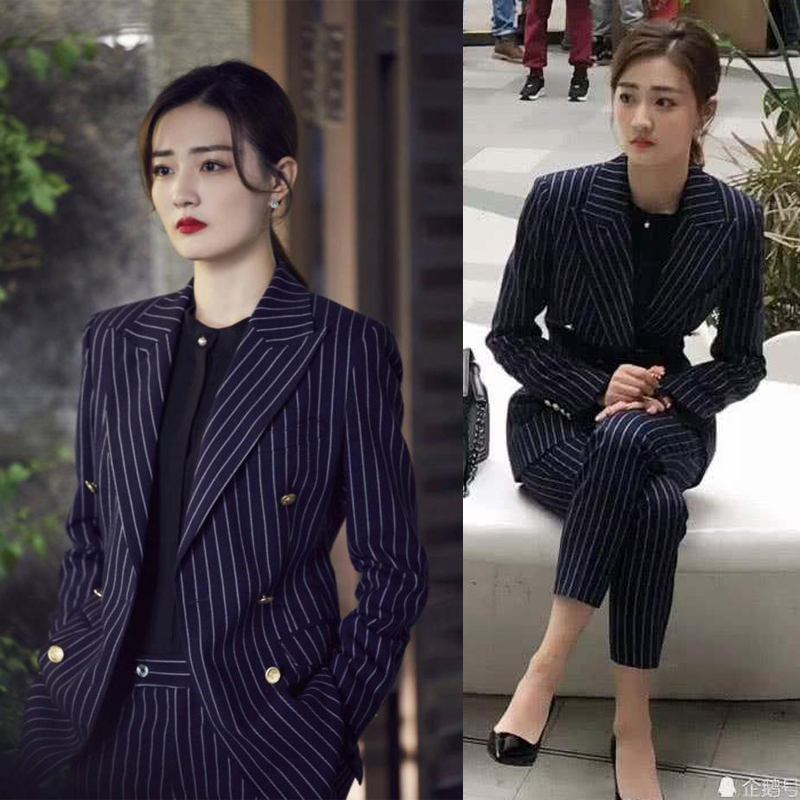 Trendy Striped Blazer for Women, Korean Style, Fashionable and Elegant, Similar to Xu Lu's Style, Stylish Small Suit, Slimming Professional Suit Trendy Striped Blazer for Women, Korean Style, Fashionable and Elegant, Similar to Xu Lu's Style, Stylish Small Suit, Slimming Professional Suit