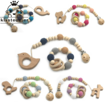 DIY soothing bracelet baby molars Beech animal toy crochet wool bead nipple chain