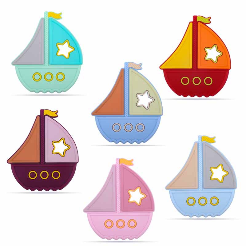 Creative DIY Baby Products Cartoon Silicone Colorful Sailing Toys Teeth Fixer Teeth Molar Stick Amazon New