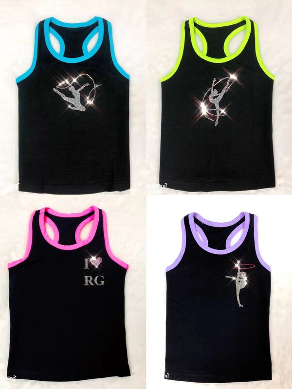 【Dynamic Rhythmic Gymnastics】Rhythmic Gymnastics Training Vest Training Wear Tank Top with Rhinestones