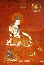 1 meter collectible Chinese Red resting Guanyin Nepal pure hand Tibetan handmade Thangka hanging painting Free Guanyin