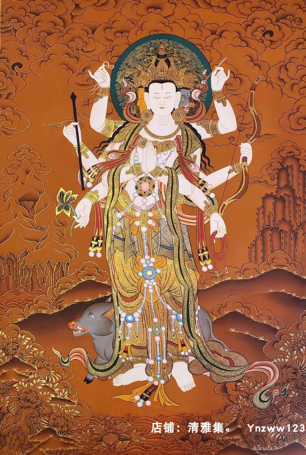 Rare Tang Mi statues Molizhitian Bodhisattva with light Buddha mother Nepal pure hand-painted handmade thangka hanging paintings