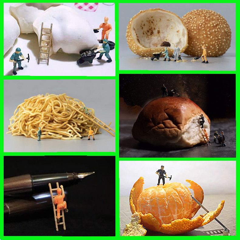 Sand table DIY landscape villain model 1:87 miner migrant worker railway worker micro-shot figure 2cm high