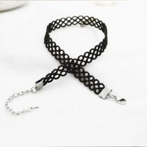 Neck strap neck chain hypoallergenic titanium steel cross collar female short neck jewelry Korean elastic lace choker