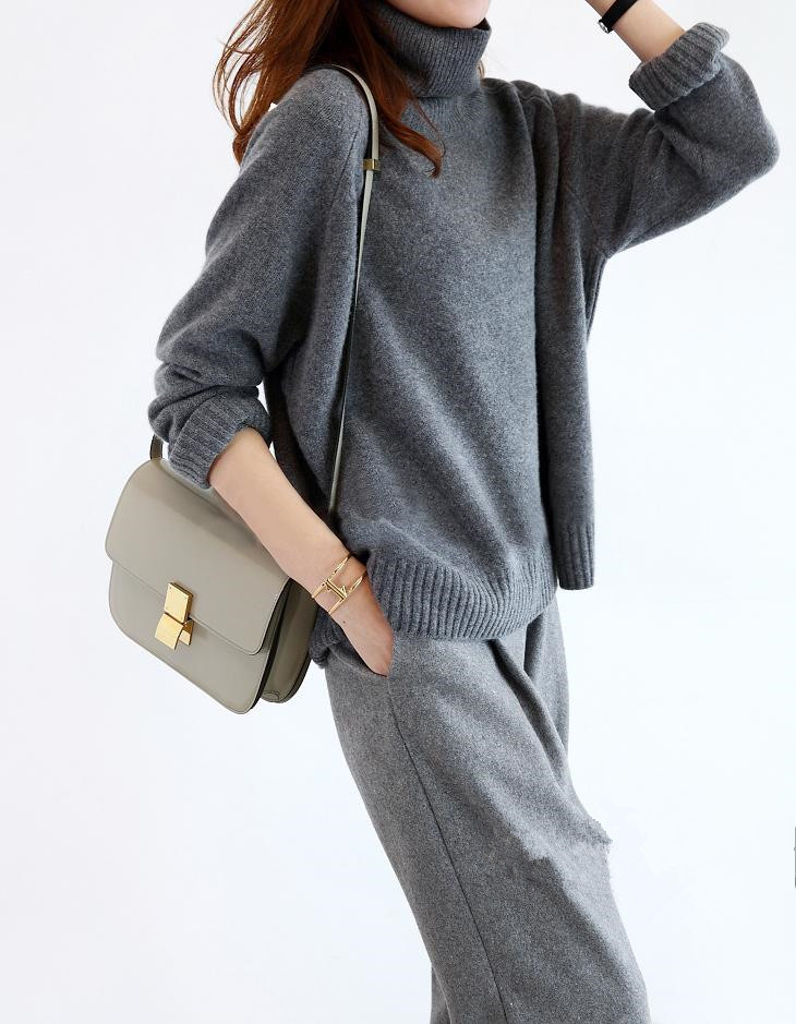 Giải phóng mặt bằng chống mùa ga Châu Âu cổ áo len cashmere cao cổ của phụ nữ dày lỏng lẻo áo len gió lười áo len kích thước lớn - Đan Cardigan áo len thổ cẩm