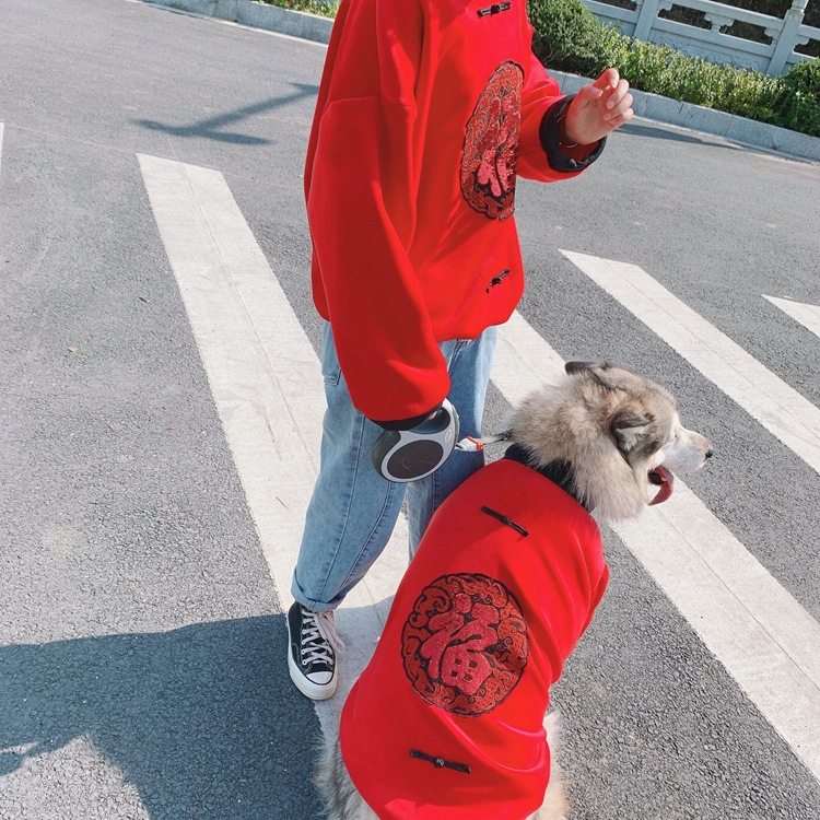 Big dog clothes autumn and winter New Year's Tang suit Golden Retriever Shiba Inu Labrador Samoyed medium and large pet sweater