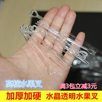 Transparent plastic independent fruit sticker cake fork snack fork disposable fruit fork