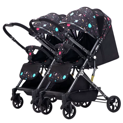 Съёмная складная детская коляска для близнецов с сидением, можно сидеть и лежать, амортизация