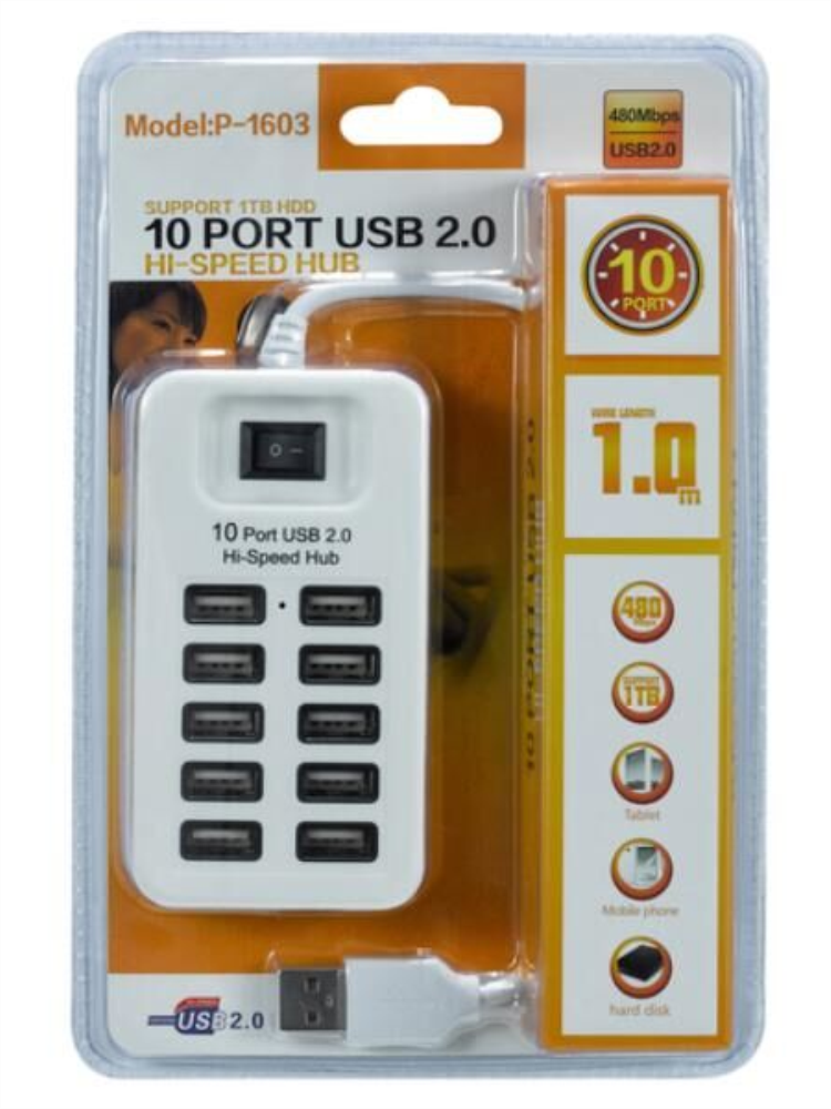 USB Hub Splitter One-To-Four, One-To-Ten Converter, High-Speed Expansion 10-Port Hub Hub Expander