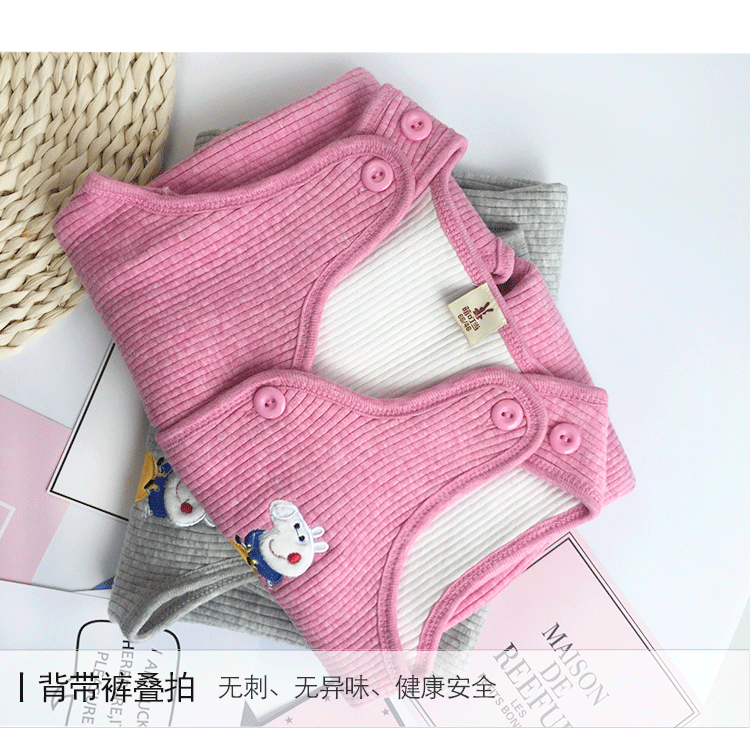 Mùa thu và mùa đông trẻ em dày dây đai jumpsuit quần nhiệt bé cotton ấm mùa thu quần bé trai và bé gái bộ quần áo liền thân cho bé