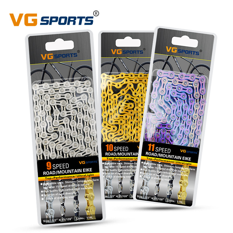 VG SPORTS 8 speed 9-speed 10 speed 11 speed chain hollowed out all-hollowed bike chain road mountain gold-Taobao