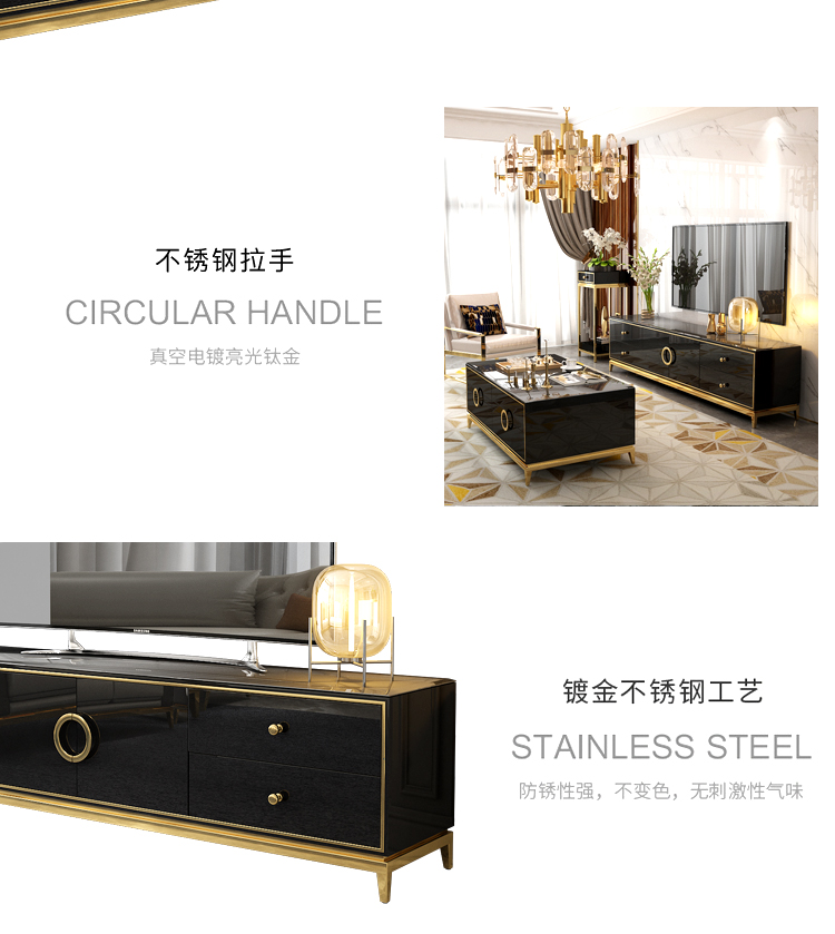 Ánh sáng hậu hiện đại sang trọng tủ tivi bàn cà phê kết hợp sơn hoàn thiện tủ inox tủ căn hộ nhỏ phòng khách kiểu mẫu - Buồng mẫu tủ quần áo gỗ tự nhiên 4 cánh