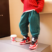 Small Crooked Boy 2021 Autumn Winter Dress New Winter Plus Suede Baby Casual Pants Children Casual Elementary School Children Long Pants