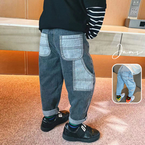 (Broken code clearance) small crooked home 2021 childrens clothing new childrens soft and comfortable loose jeans