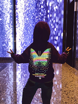 Small Crooked Family Boys new homemade series Baby blouses Childrens colorful reflective Lianhood Korean version CUHK Tong Wei suit