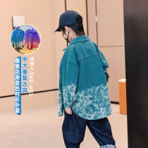 Boys Spring 2022 New Big Kids Vintage Cashew Flower Gradient Shirt Baby Coat