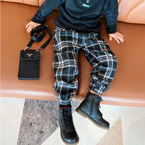 Small Crooked Family 2021 Children Clothing Boy Spring Autumn New CUHK Children Classic Long Pants Casual Bundle Leg Plaid Pants