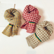 Korean version of the bird bird grid childrens scarf autumn and winter mens and womens baby warm wool scarf Korean version of boomer baby scarf